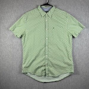 Tommy Hilfiger Shirt Mens X-Large Kiwi Print Short Sleeve Linen Blend Button Up